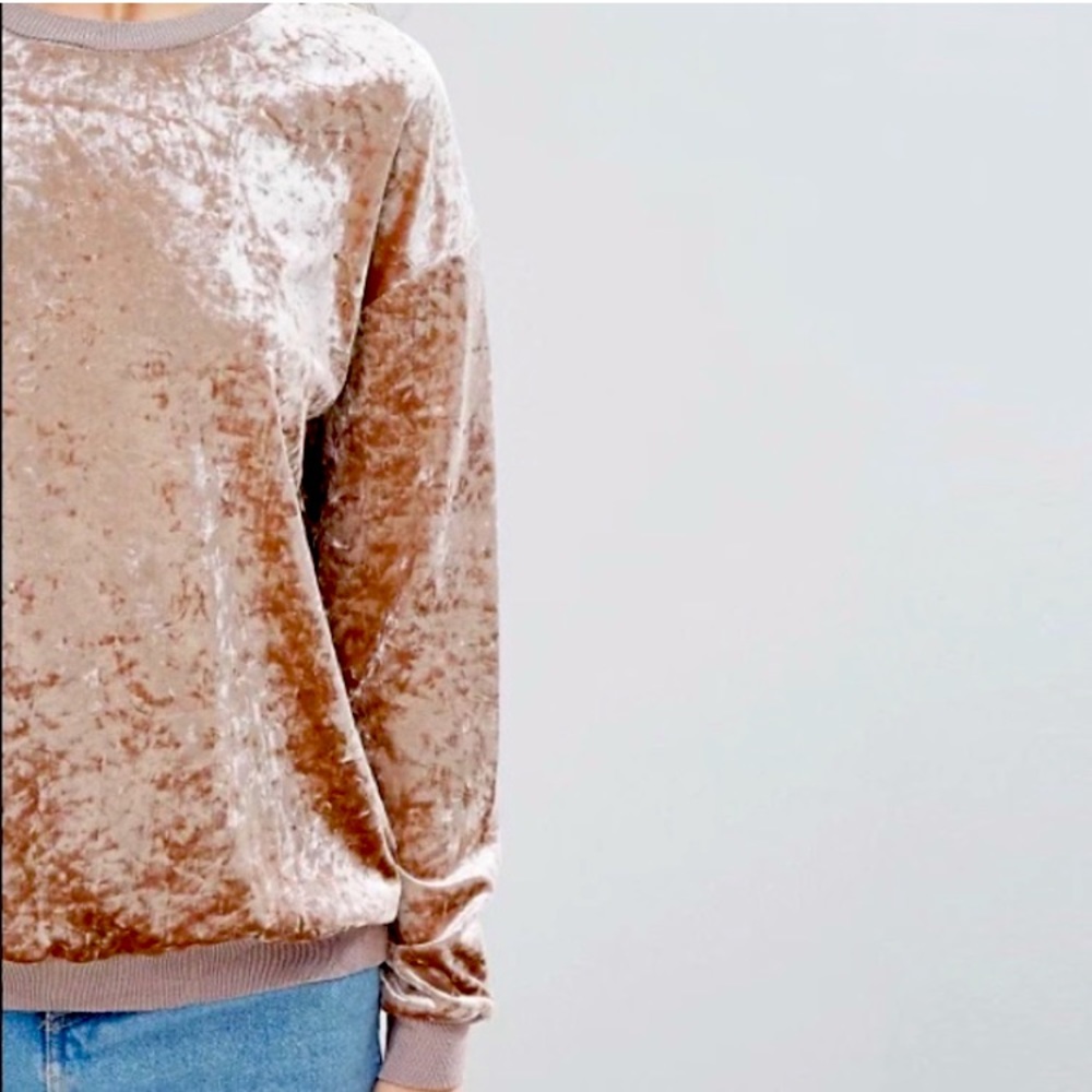 ASOS Curve peachy-pink crushed velvet top